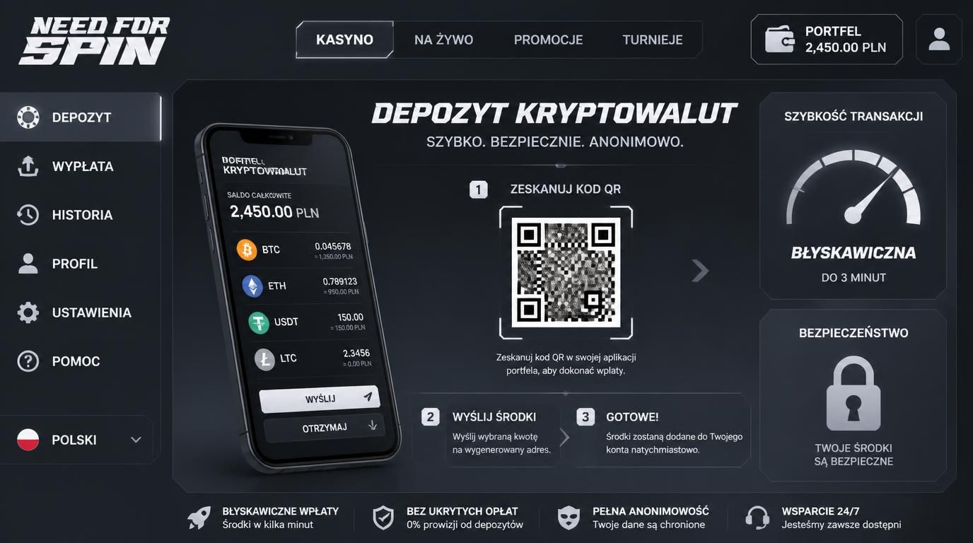 Ręka trzymająca telefon z portfelem krypto i kodem QR